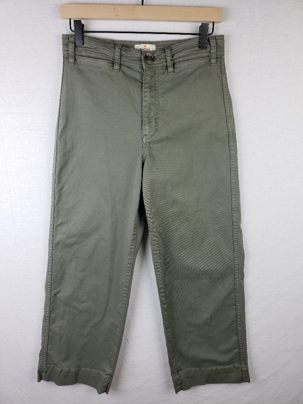 Marine Layer Bridget Wide Leg Crop Pants Utility Green Cotton size 4 Style 14650